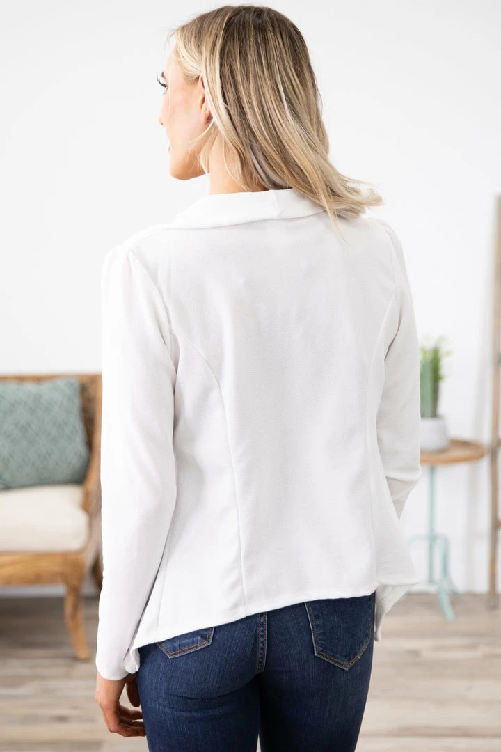 Heimish LONG SLEEVES Ivory Waterfall Front Blazer 5 Heimish LONG SLEEVES Ivory Waterfall Front Blazer