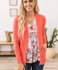 Cielo 1985 CARDIGANS Coral Lightweight Cardigan