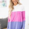 RED LOLLY LONG SLEEVES Purple And Fuchsia Colorblock Hooded Top