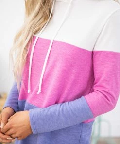 RED LOLLY LONG SLEEVES Purple And Fuchsia Colorblock Hooded Top