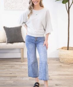 Doll House Bottoms Medium Wash Button Fly Wide Leg Jeans