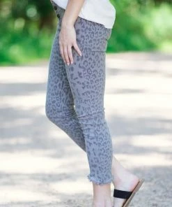 Nature Denim Grey Animal Print Ankle Length Skinny Jeans