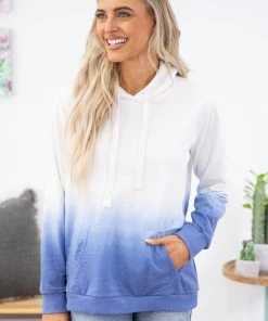 Ninexis Blue Ombre Hoodie With Kangaroo Pocket LONG SLEEVES