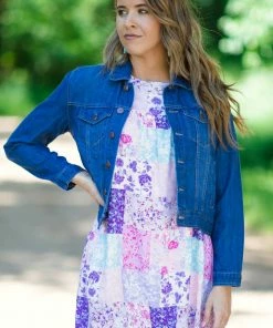 Andree By Unit Lavender Multicolor Patchwork Print Dress