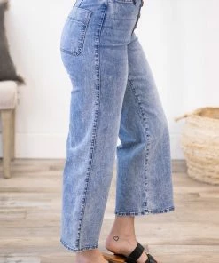 Doll House Bottoms Medium Wash Button Fly Wide Leg Jeans