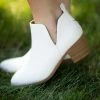Top Guy Int'L Trading White Faux Leather Block Heel Booties