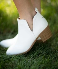 Top Guy Int'L Trading White Faux Leather Block Heel Booties