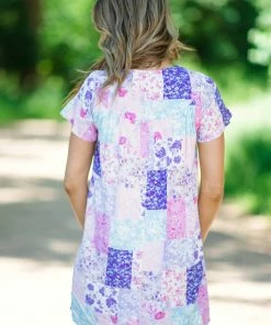 Andree By Unit Lavender Multicolor Patchwork Print Dress