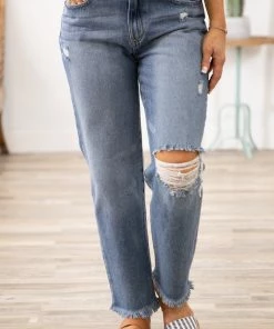 Rewash Medium Wash Straight Leg Ankle Jeans Bottoms