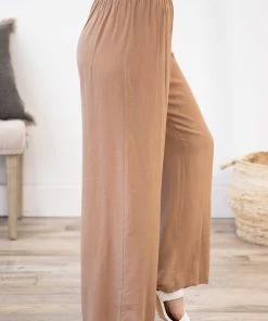 L Love Mocha Linen Elastic Waist Pants 8 L Love Mocha Linen Elastic Waist Pants