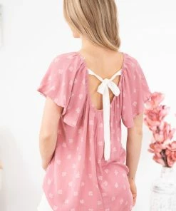 PS KATE SHORT SLEEVES Dusty Rose Floral Print Tie Back Top 10 PS KATE SHORT SLEEVES Dusty Rose Floral Print Tie Back Top