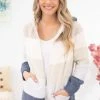 Jasmine Trading Outerwear Ivory Multicolor Stripe Fuzzy Zip Jacket