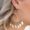 Fame Accessories Mocha Hoop Earrings With Shell Detail