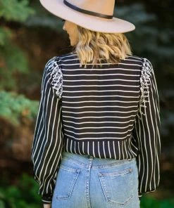 Andree By Unit Black And Off White Stripe Embroidered Top 7 Andree By Unit Black And Off White Stripe Embroidered Top