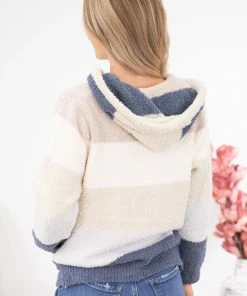 Jasmine Trading Outerwear Ivory Multicolor Stripe Fuzzy Zip Jacket