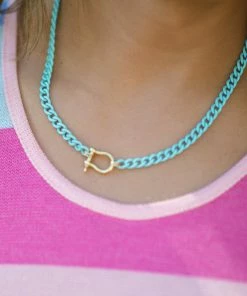 OMG Blings Accessories Aqua Enamel Chain Necklace