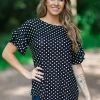 Hailey And Co Tops Black And White Polka Dot Ruffle Sleeve Top