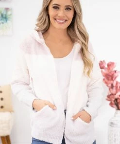 Jasmine Trading Baby Pink Colorblock Fuzzy Full Zip Jacket
