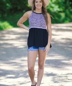 Lovely Melody Black And White Animal Print Babydoll Tank