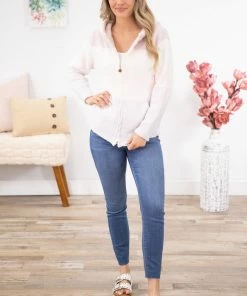 Jasmine Trading Baby Pink Colorblock Fuzzy Full Zip Jacket