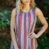 P & Rose Tops Rust And Orange Boho Print Tank