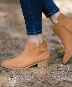 East Lion Shoes Camel Faux Suede Bootie