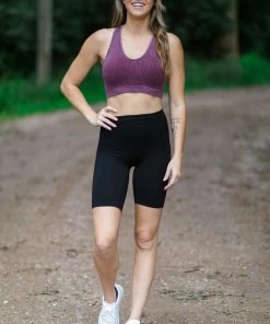 Zenana Tops Berry Washed Scoop Neck Rib Knit Bralette