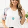 Lime N Chili Off White Multicolor Floral Patchwork Top Tops