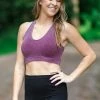 Zenana Tops Berry Washed Scoop Neck Rib Knit Bralette