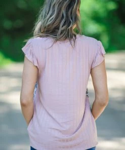 Haptics Peach And Grey Animal Print Flutter Sleeve Top Tops