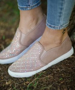 Forever Link Taupe Slip On Shoe With Rhinestone Detail Shoes