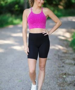 Zenana Tops Fuchsia Washed Rib Knit Bralette