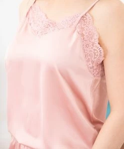 Charmo Baby Pink Lace Trim Cami And Short Sleep Set LOUNGEWEAR
