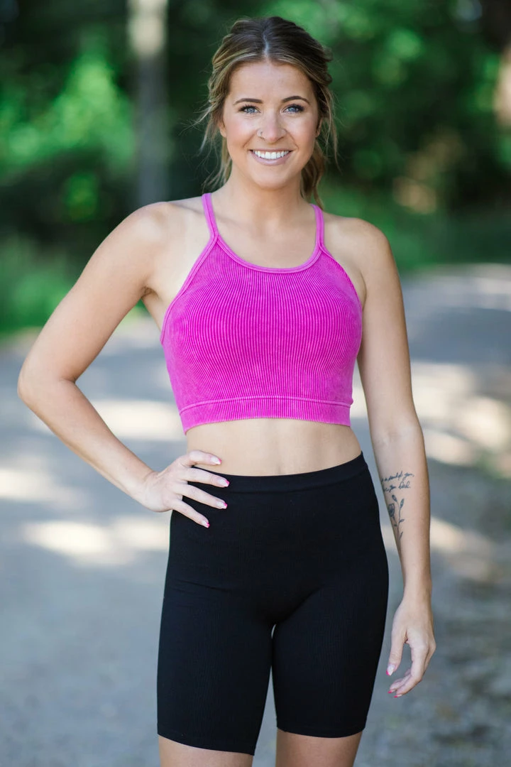 Zenana Tops Fuchsia Washed Rib Knit Bralette 3 Zenana Tops Fuchsia Washed Rib Knit Bralette