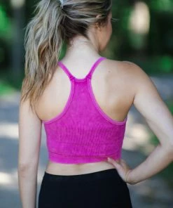 Zenana Tops Fuchsia Washed Rib Knit Bralette 7 Zenana Tops Fuchsia Washed Rib Knit Bralette