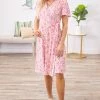Acting Pro Pink And White Floral Faux Wrap Dress