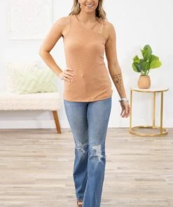 Doe & Rae Cinnamon Triple Strap Detail Tank Tops