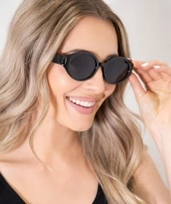 Golden Bridge Black Oval Rim Sunglasses