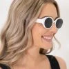 Golden Bridge White Oval Rim Sunglasses Accessories
