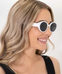 Golden Bridge White Oval Rim Sunglasses Accessories