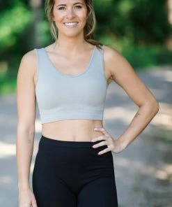 Yelete Tops Beige Reversible Rib Knit Bralette