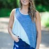 Haptics Dusty Blue And Aqua Heathered Colorblock Tank Tops