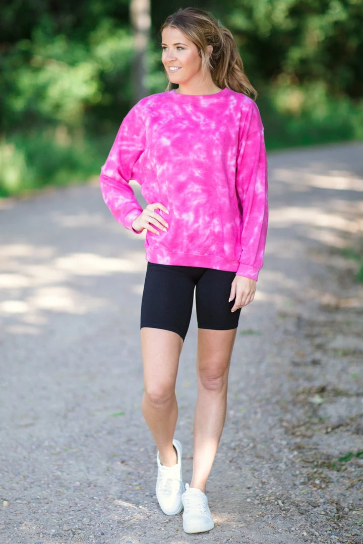Sew In Love Hot Pink Tie Dye Acid Wash Sweatshirt Tops 4 Sew In Love Hot Pink Tie Dye Acid Wash Sweatshirt Tops