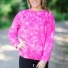 Sew In Love Hot Pink Tie Dye Acid Wash Sweatshirt Tops