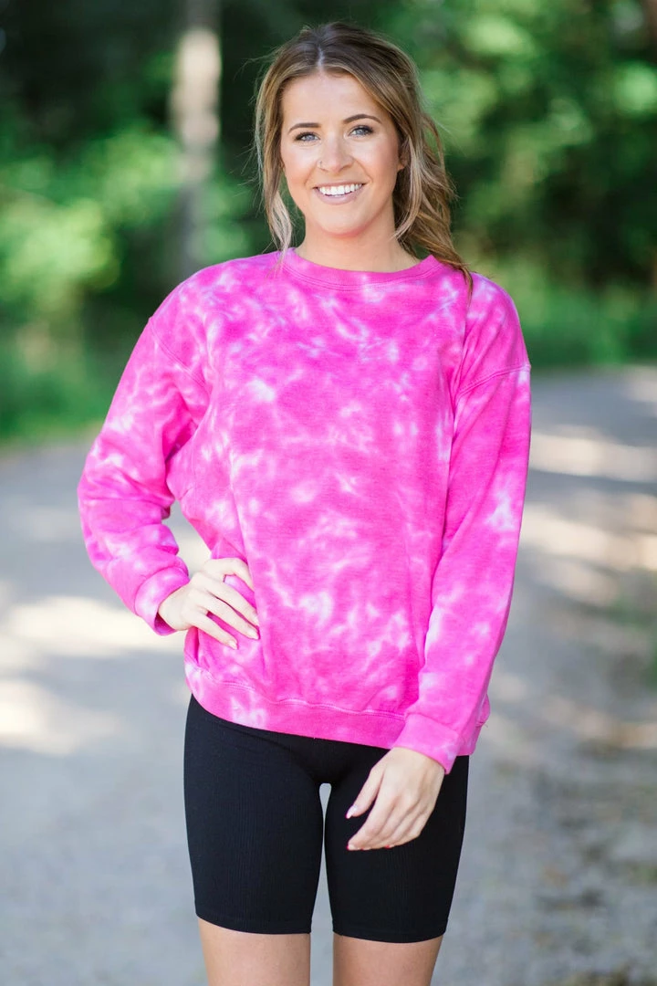 Sew In Love Hot Pink Tie Dye Acid Wash Sweatshirt Tops 3 Sew In Love Hot Pink Tie Dye Acid Wash Sweatshirt Tops