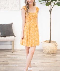 Heyson Dresses Cinnamon Ditsy Floral Cinched Waist Dress