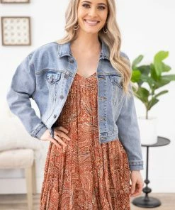 Be Cool Rust Paisley And Floral Tiered Babydoll Dress