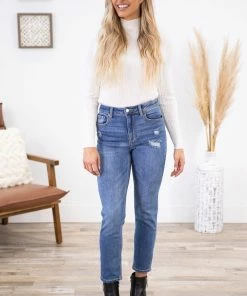 Bottoms Cello High Rise Slim Straight Fit Jeans