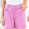 White Birch Bottoms Orchid Cuffed Shorts