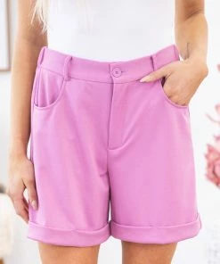 White Birch Bottoms Orchid Cuffed Shorts